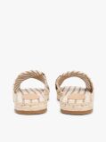 Beige Canvas TH Monogram Stripe Espadrille Mules  Women
