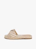 Beige Canvas TH Monogram Stripe Espadrille Mules  Women