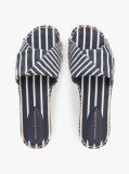 Blue Canvas TH Monogram Stripe Espadrille Mules  Women
