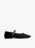 Black Leather Mary Jane Ballerinas  Women