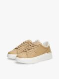 Beige Metallic TH Monogram Leather Platform Trainers  Women