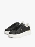 Black Metallic TH Monogram Leather Platform Trainers  Women
