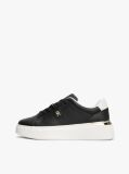 Black Metallic TH Monogram Leather Platform Trainers  Women