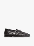 Black Cutout Leather Penny Loafers  Women