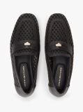 Black Cutout Leather Penny Loafers  Women