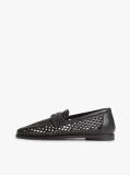 Black Cutout Leather Penny Loafers  Women