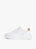 White Snake Print Heel Leather Platform Trainers  Women