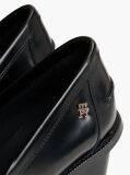 Black Block Heel Leather Loafers  Women