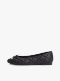 Black Logo Charm Quilted Leather Ballerinas  Women