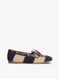 Blue Two-Tone Woven Flexible Boat Shoes  Women
