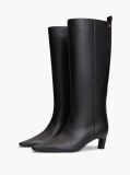 Black Kitten Heel Leather Knee-High Boots  Women