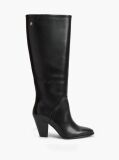 Black Leather Stiletto Heel Knee-High Boots  Women