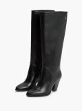 Black Leather Stiletto Heel Knee-High Boots  Women