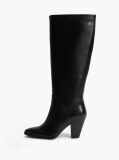Black Leather Stiletto Heel Knee-High Boots  Women