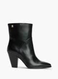 Black Leather Stiletto Heel Ankle Boots  Women