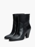 Black Leather Stiletto Heel Ankle Boots  Women