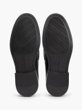 Black Leather Chain Horsebit Fringe Loafers  Women