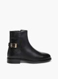 Black TH Monogram Embossed Leather Ankle Boots  Women