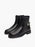 Black TH Monogram Embossed Leather Ankle Boots  Women