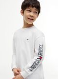 White Logo Long Sleeve T-Shirt  Boys