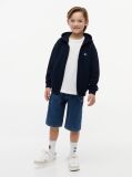 Μπλε Βαμβακερό Hoody Με Φερμουάρ Και Tonal Λογότυπο  Αγόρια