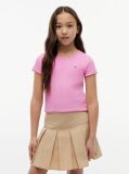 Pink Essential Extra Slim Ribbed Short Sleeve Top  Girls