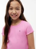 Pink Essential Extra Slim Ribbed Short Sleeve Top  Girls