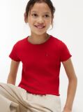 Red Essential Extra Slim Ribbed Short Sleeve Top  Girls