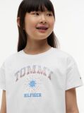 White Rhinestone Logo Relaxed T-Shirt  Girls