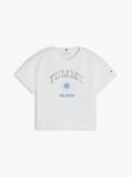 White Rhinestone Logo Relaxed T-Shirt  Girls