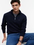 Blue Cable Knit Half-Zip Jumper  Men