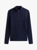 Blue Cable Knit Half-Zip Jumper  Men