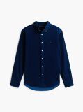 Blue Regular Fit Flag Embroidery Corduroy Shirt  Men