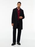 Black Smart Casual Wool Blend Single Breasted Coat  Men