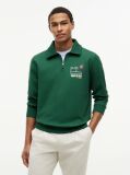 Green Graphic Quarter-Zip Rugby Sweatshirt  Men