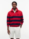 Red Stripe Mock Neck Quarter-Zip Sweatshirt  Men