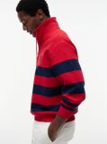 Red Stripe Mock Neck Quarter-Zip Sweatshirt  Men