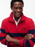 Red Stripe Mock Neck Quarter-Zip Sweatshirt  Men