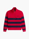 Red Stripe Mock Neck Quarter-Zip Sweatshirt  Men