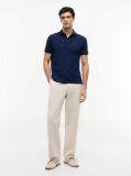 Blue Regular Fit Print Jersey Polo Shirt  Men