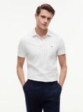White Regular Fit Print Jersey Polo Shirt  Men