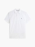 White Regular Fit Print Jersey Polo Shirt  Men