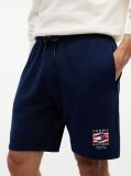 Blue Logo Embroidery Terry Sweat Bermuda Shorts  Men