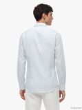 Blue Slim Fit Flag Embroidery Dobby Shirt  Men
