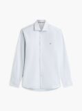 Blue Slim Fit Flag Embroidery Dobby Shirt  Men