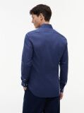 Blue Slim Fit Micro Print Shirt  Men