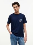 Blue Floral Graphic Pocket T-Shirt  Men