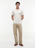Beige Floral Graphic Pocket T-Shirt  Men