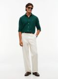 Green Regular Fit Herringbone Flannel Button-Down Shirt  Men
