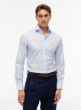 Blue Slim Fit Micro Print Poplin Shirt  Men